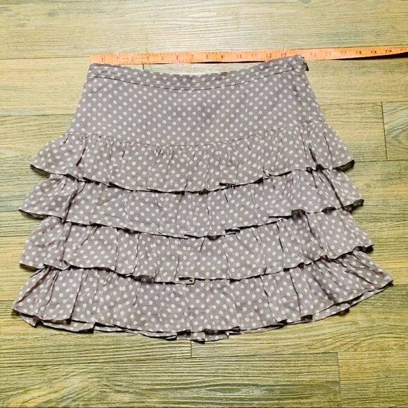 International Concepts INC Silk Beige Ivory Polka Dot Ruffle Tier Skirt 4 - Picture 3 of 5